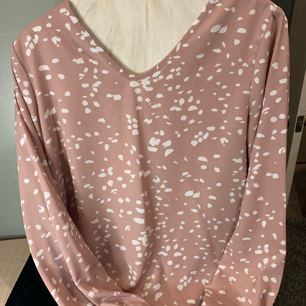 SHEIN Pink Long Sleeve Blouse